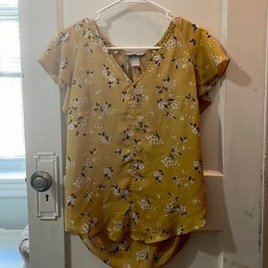 Yellow floral H&M blouse